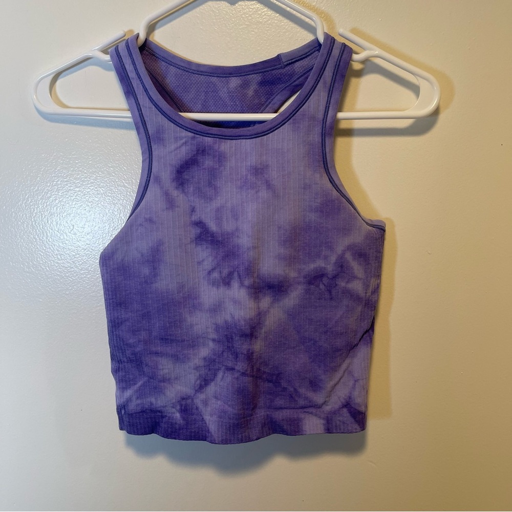 Lululemon ebb to street purple tank top cropped women’s size 6